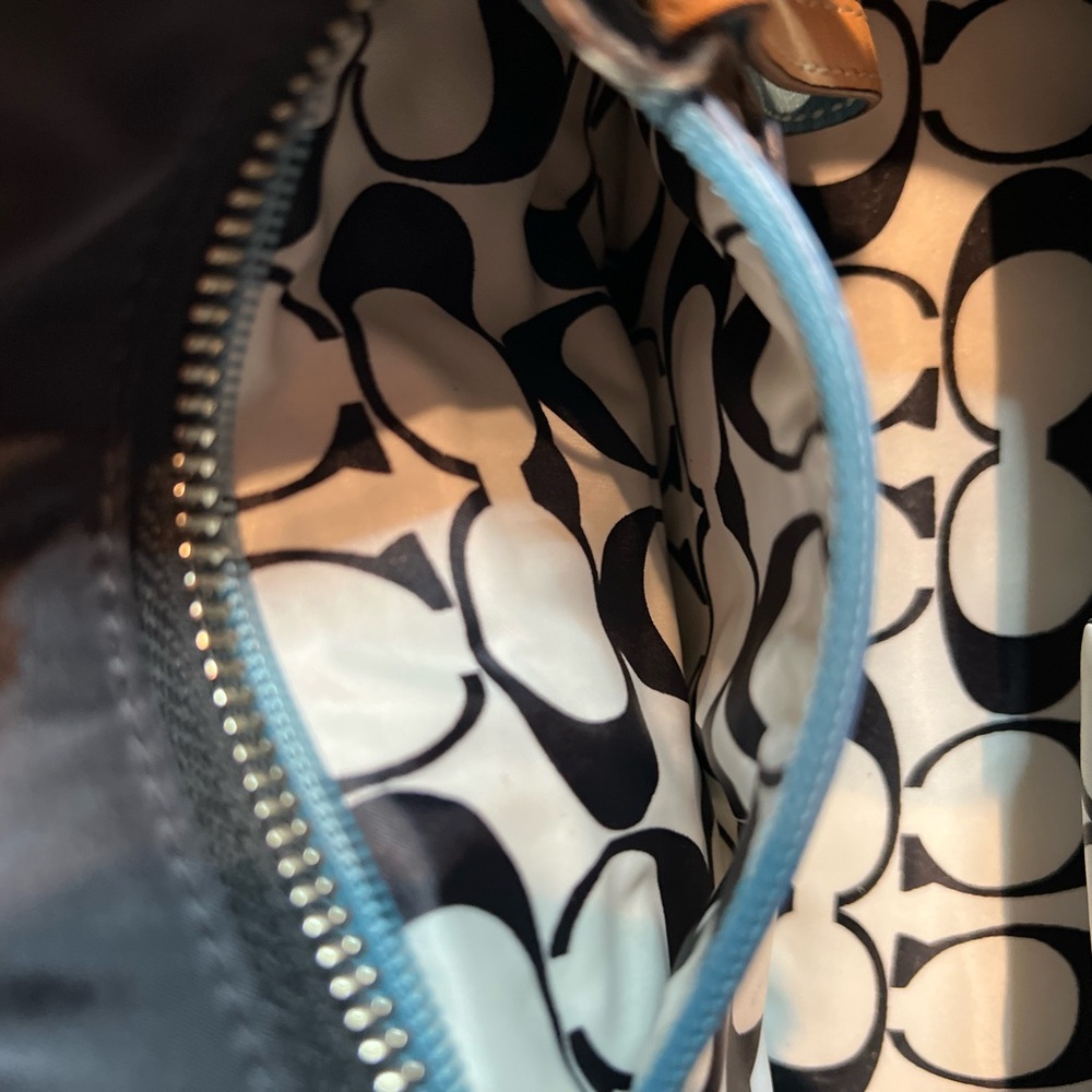Coach Black Blue and Tan Tote with LadybugTag - Picture 9 of 10